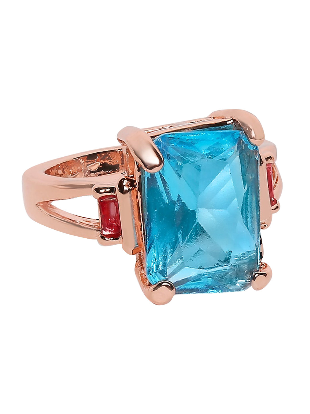 

OOMPH Gold-Plated Blue CZ-Studded Handcrafted Finger Ring