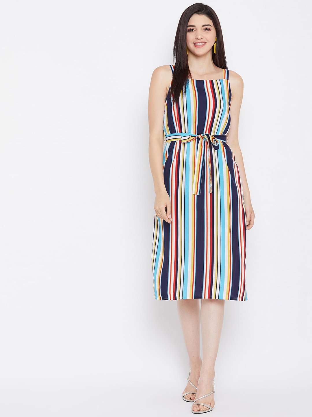 

PURYS Women Multicoloured Striped Sheath Dress, Multi