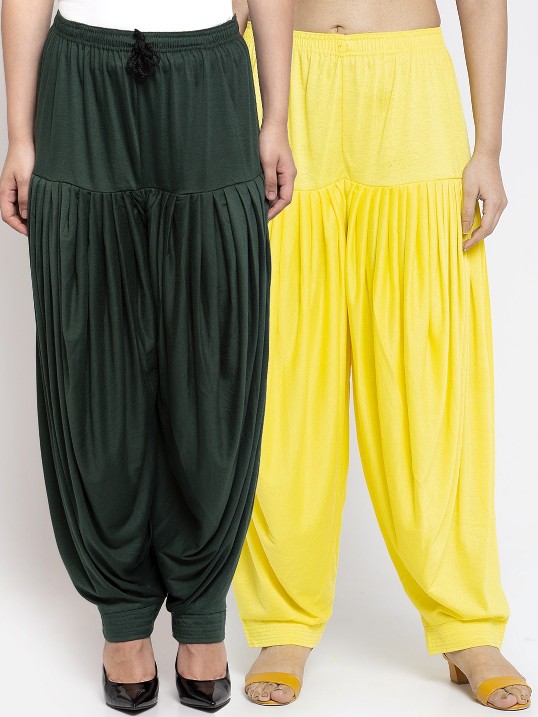 GRACIT Women Pack Of 2 Solid Patialas, Yellow