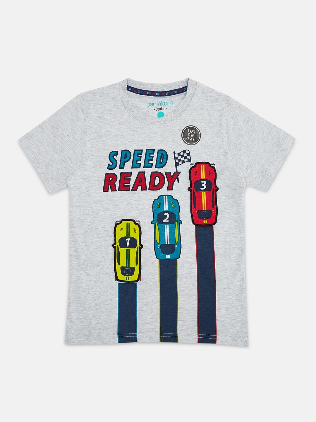 

Pantaloons Junior Boys Grey Melange Printed Round Neck T-shirt