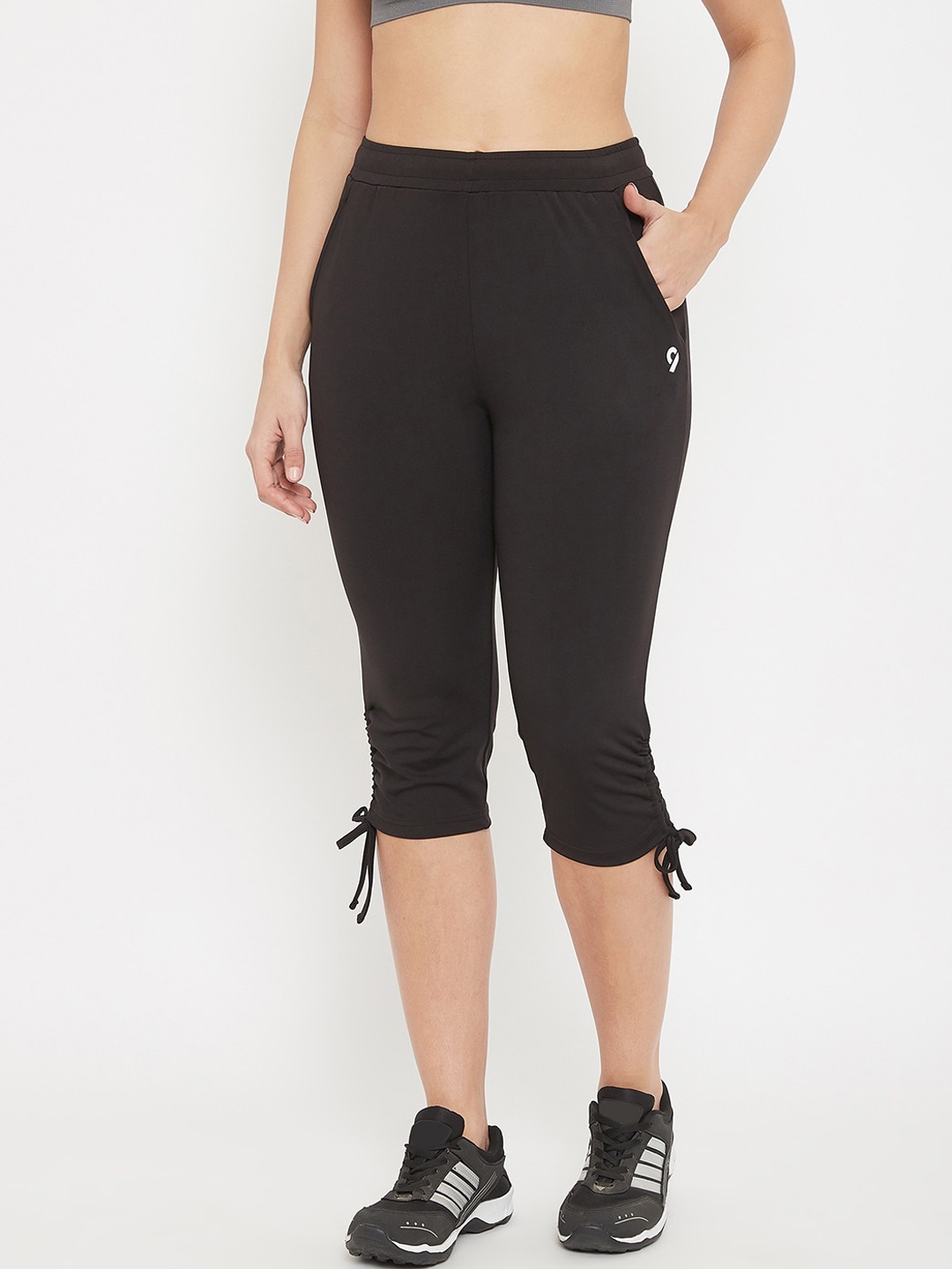

C9 AIRWEAR Women Black Solid Mid Rise Capris