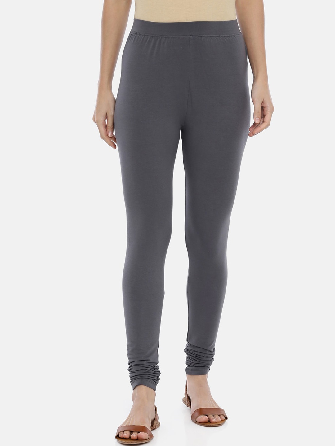 

Huggy Women Grey Solid Churidar-Length Leggings