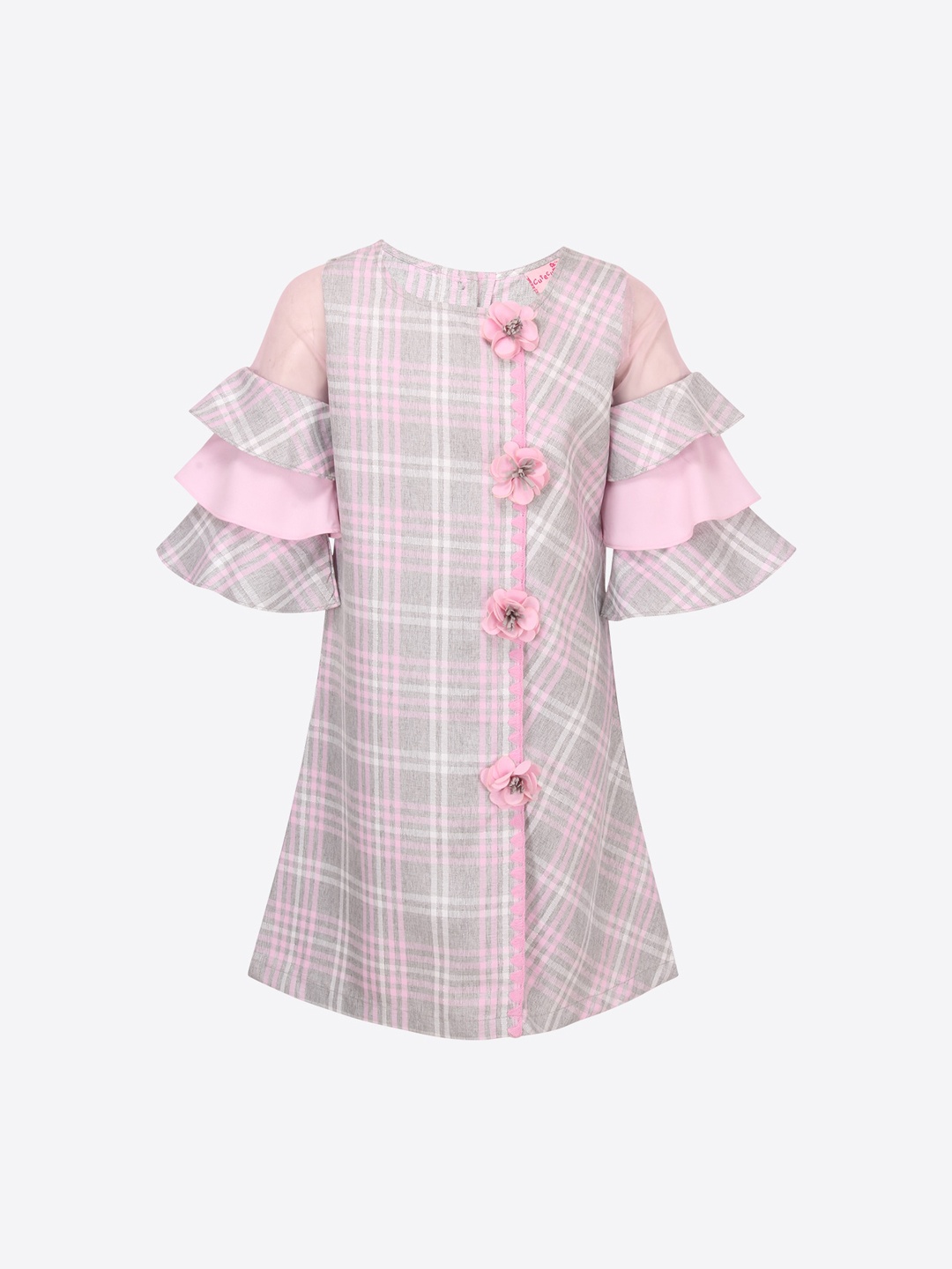 

CUTECUMBER Girls Pink Checked A-Line Dress
