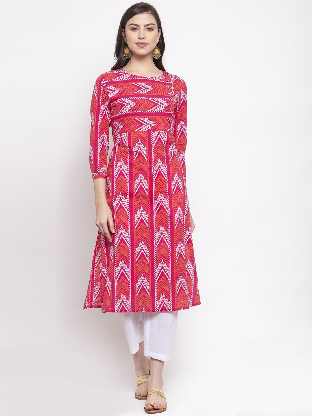 The Kurta Express Women Pink Printed Kurta