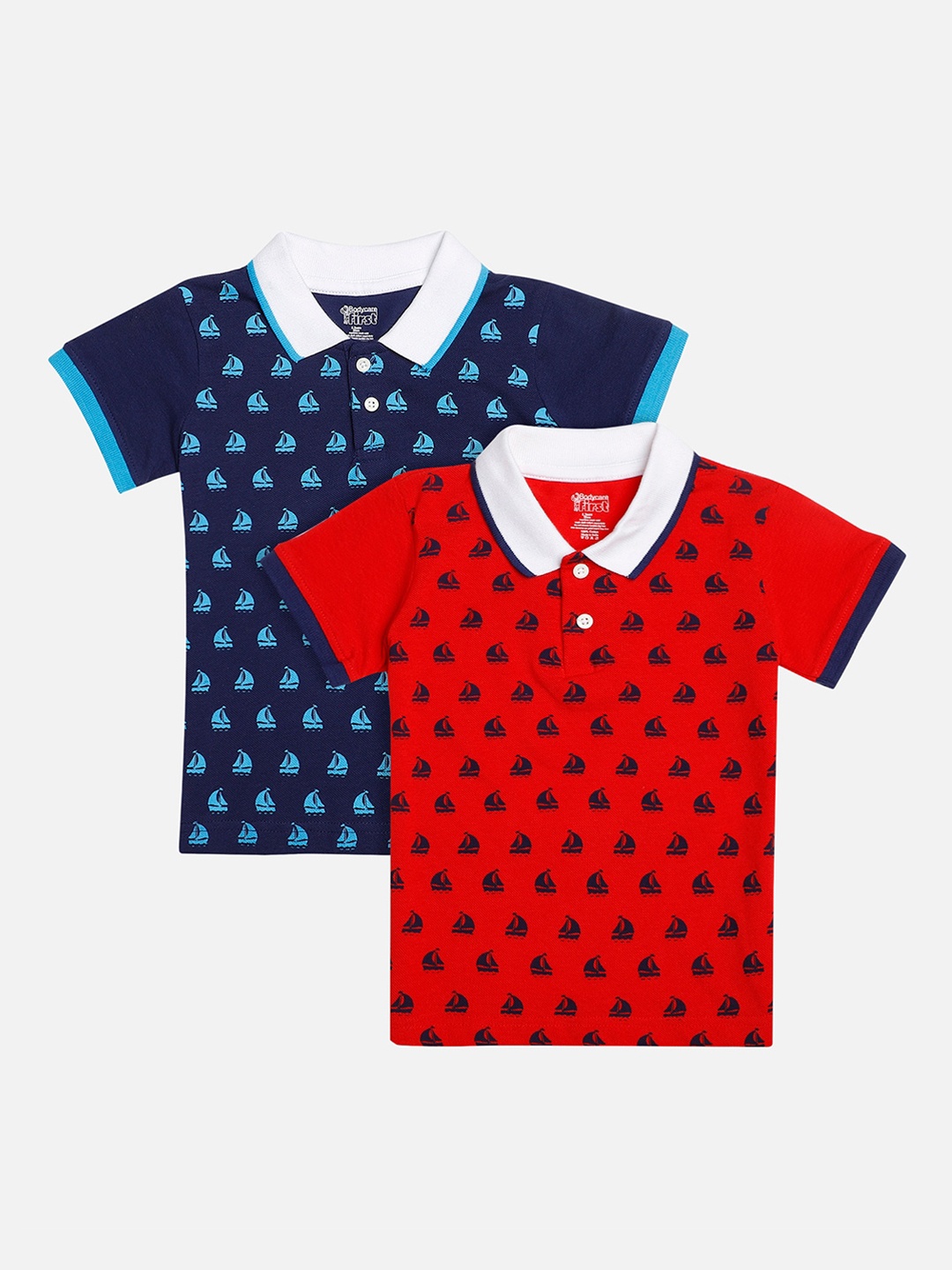 

Bodycare First Boys Pack of 2 Red & Blue Printed Polo Collar T-shirts