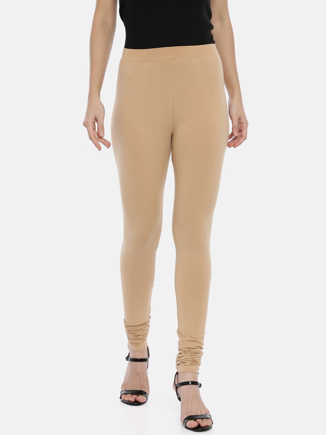 

Huggy Women Beige Solid Churidar-Length Leggings