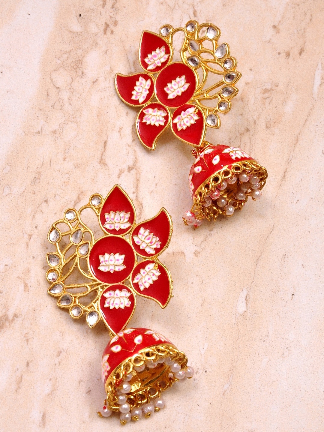 

Crunchy Fashion Red Contemporary Jhumkas