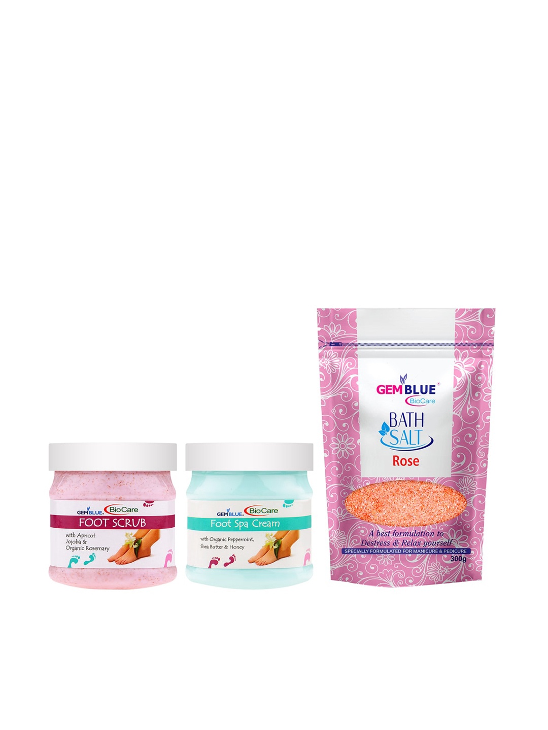 

GEMBLUE BioCare Combo of 3 Foot Scrub & Cream 500 ml, Pink