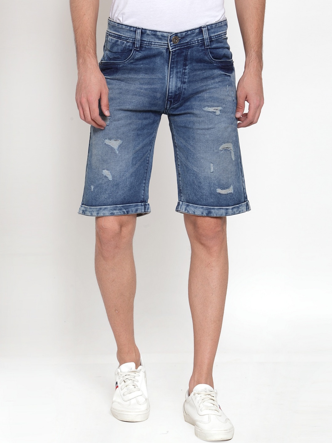 

Rodamo Men Blue Washed Slim Fit Denim Shorts