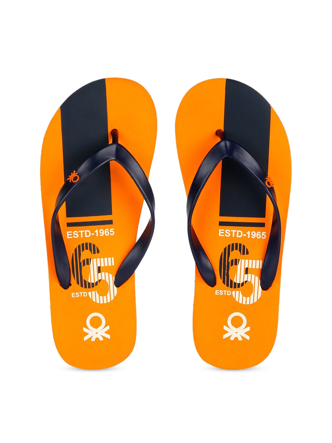 

United Colors of Benetton Men Black & Orange Printed Thong Flip-Flops
