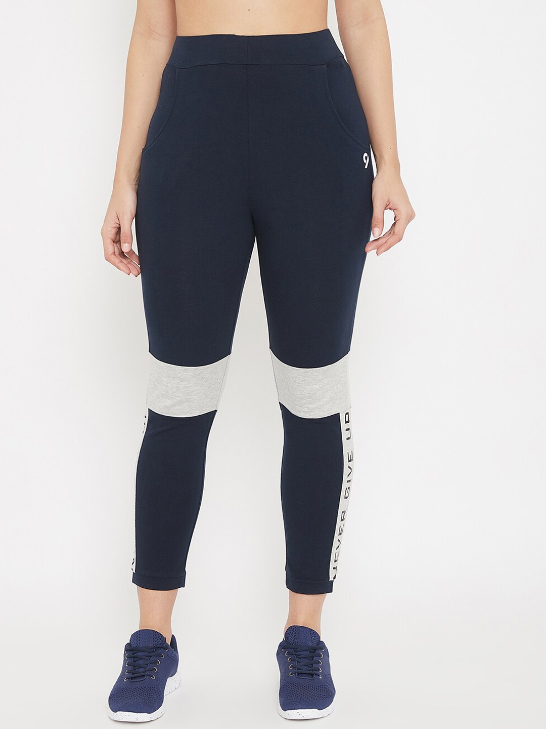 

C9 AIRWEAR Women Navy Blue & Grey Coloublocked Track Pants