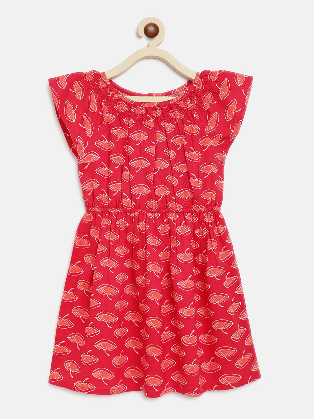 

Campana Girls Red Printed Fit and Flare Dress