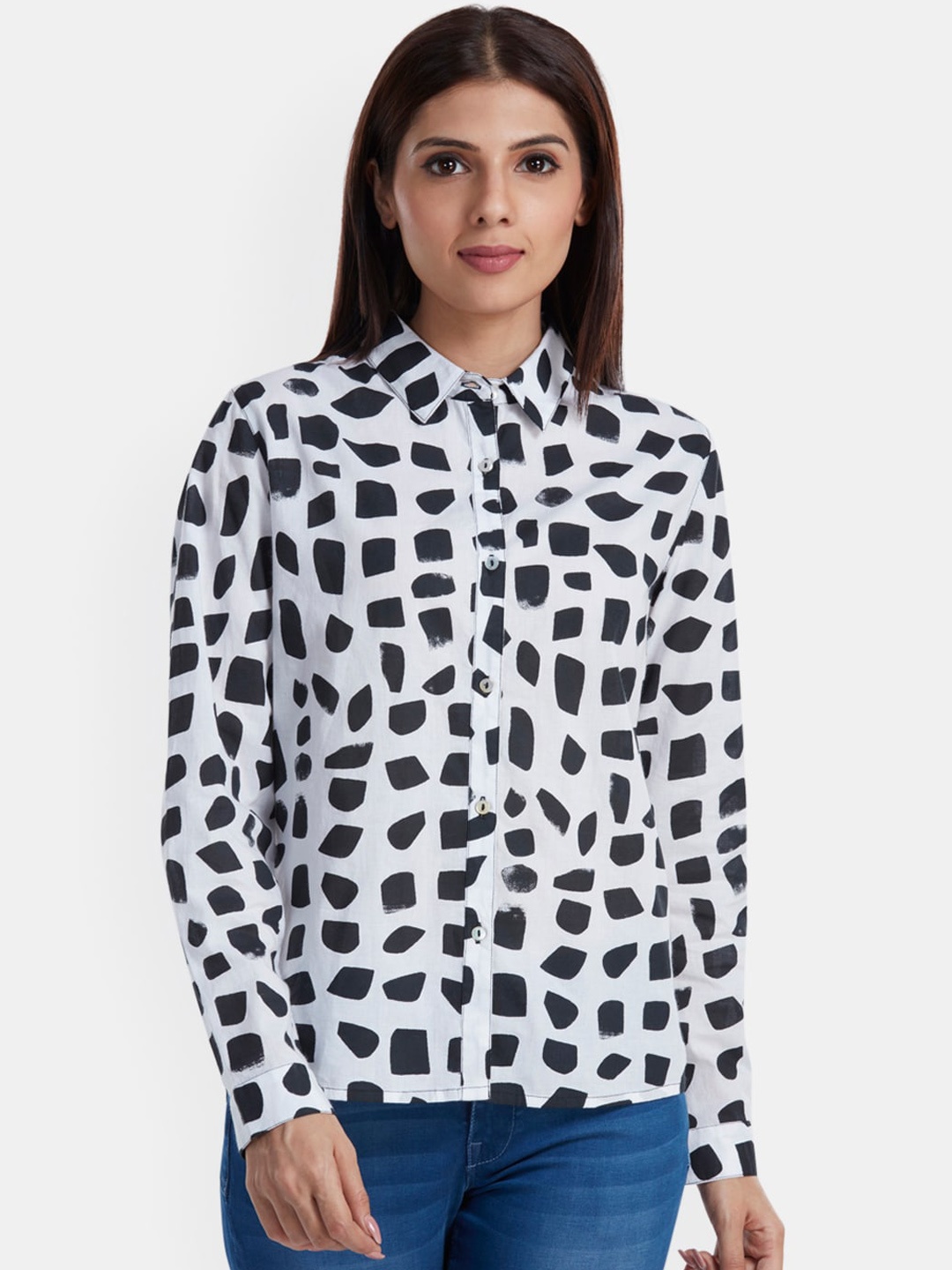 

Pepe Jeans Women White Slim Fit Printed Casual Shirt