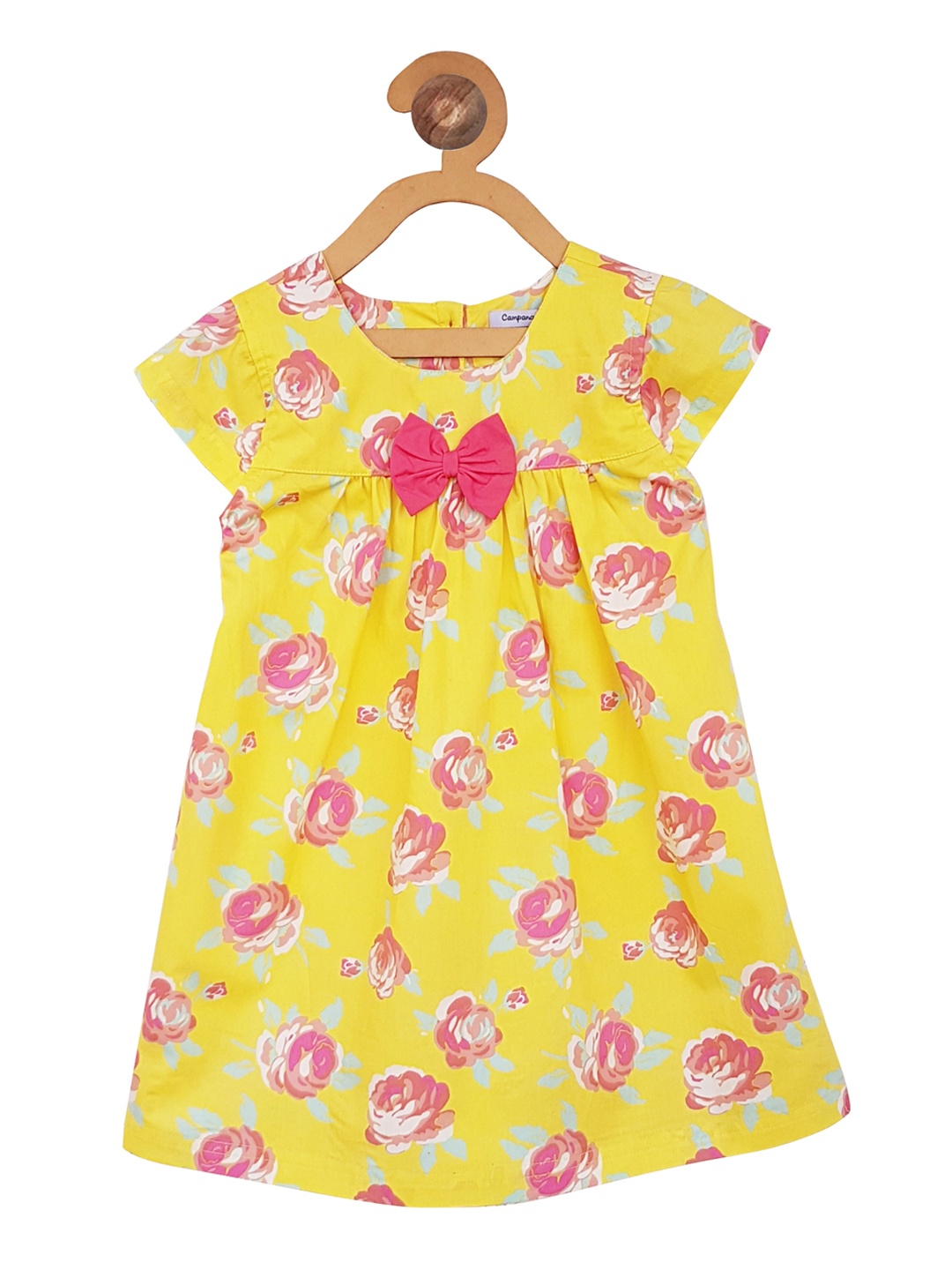 

Campana Girls Yellow Floral Print A-Line Dress