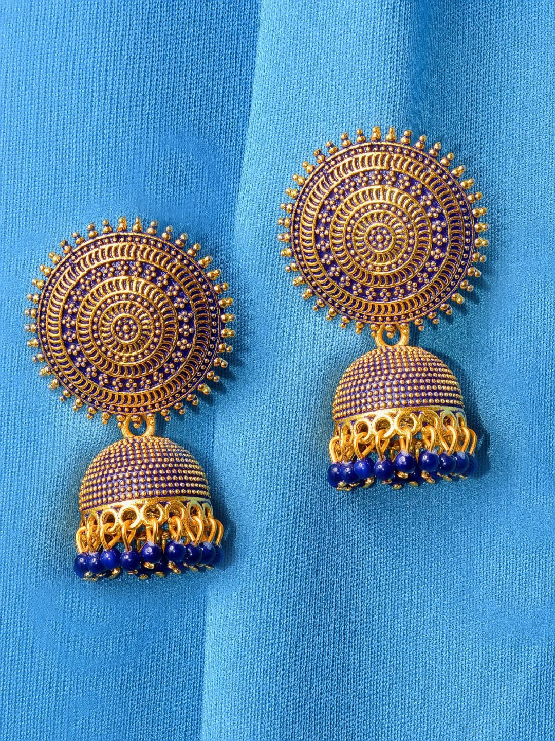 

Crunchy Fashion Gold-Toned Contemporary Jhumkas