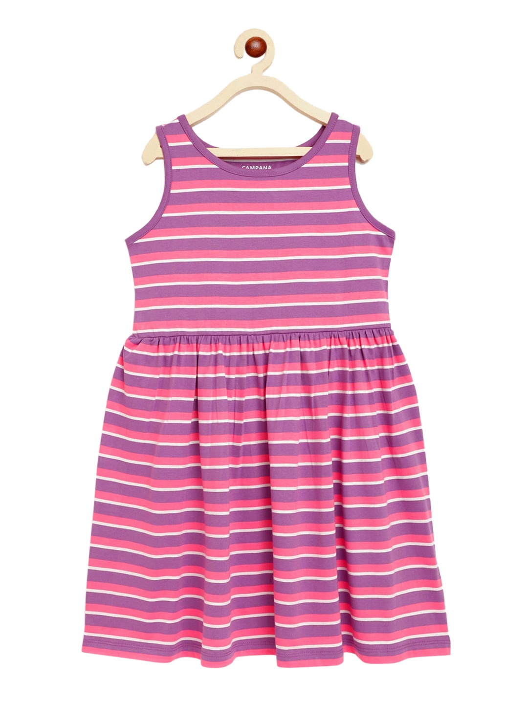 

Campana Girls Purple Striped Fit and Flare Dress