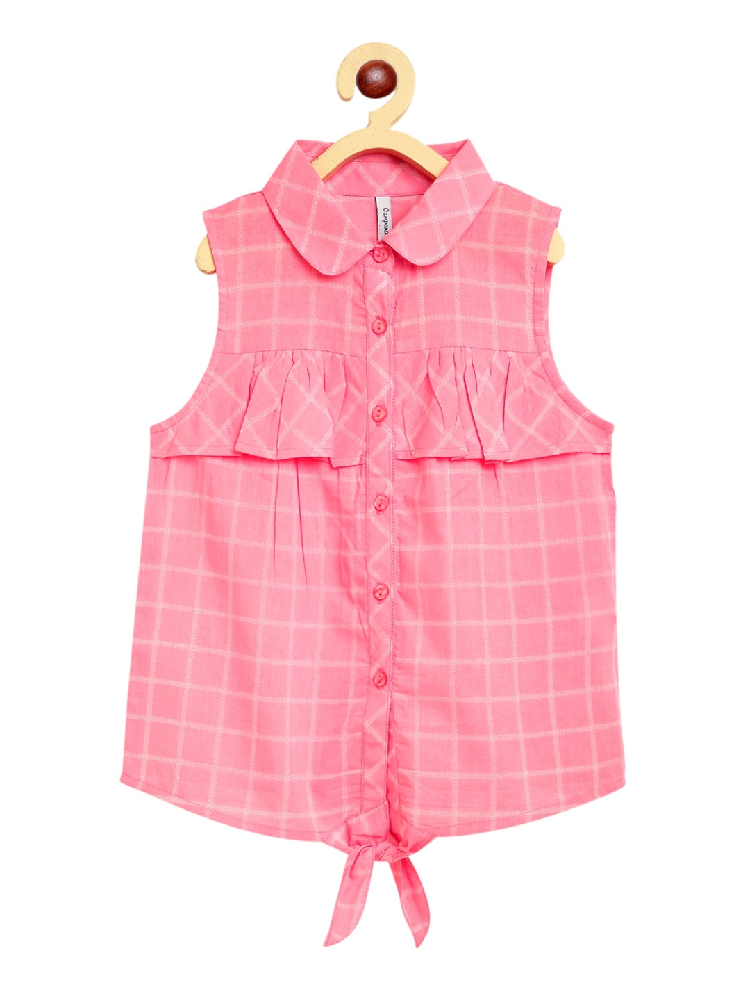 

Campana Pink Checked Pure Cotton Shirt Style Top