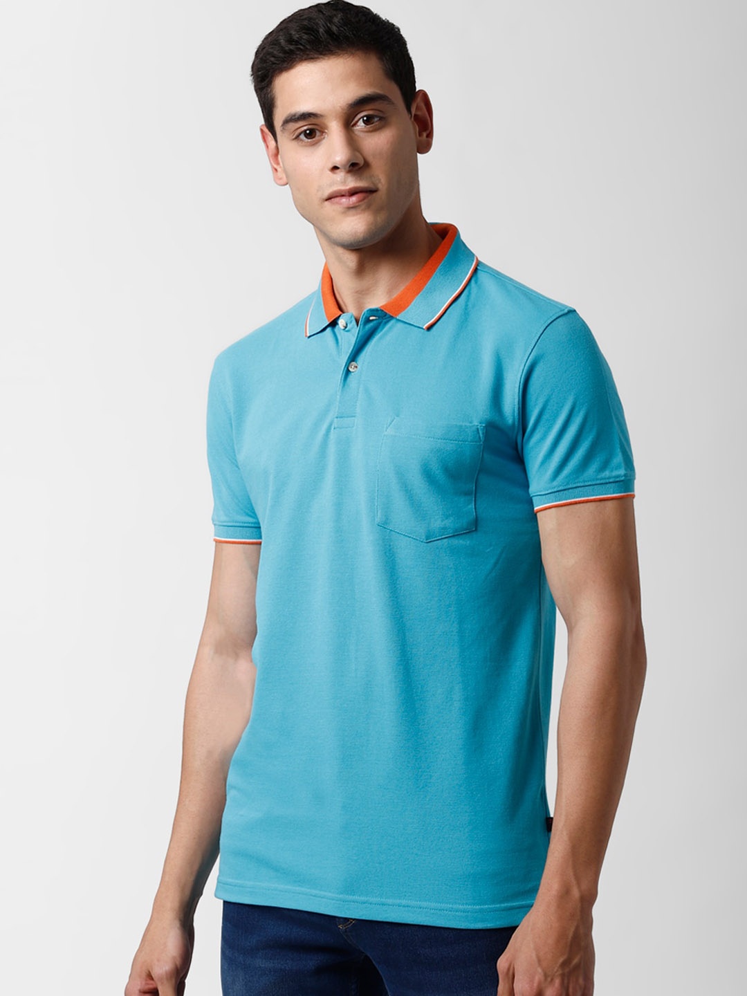 

Peter England Casuals Men Blue Solid Slim Fit Polo Collar T-shirt