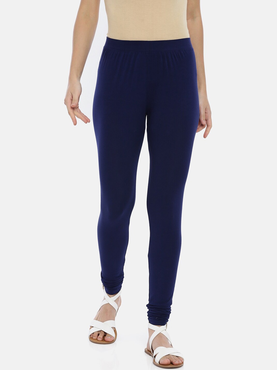 

Huggy Women Navy Blue Solid Churidar-Length Leggings