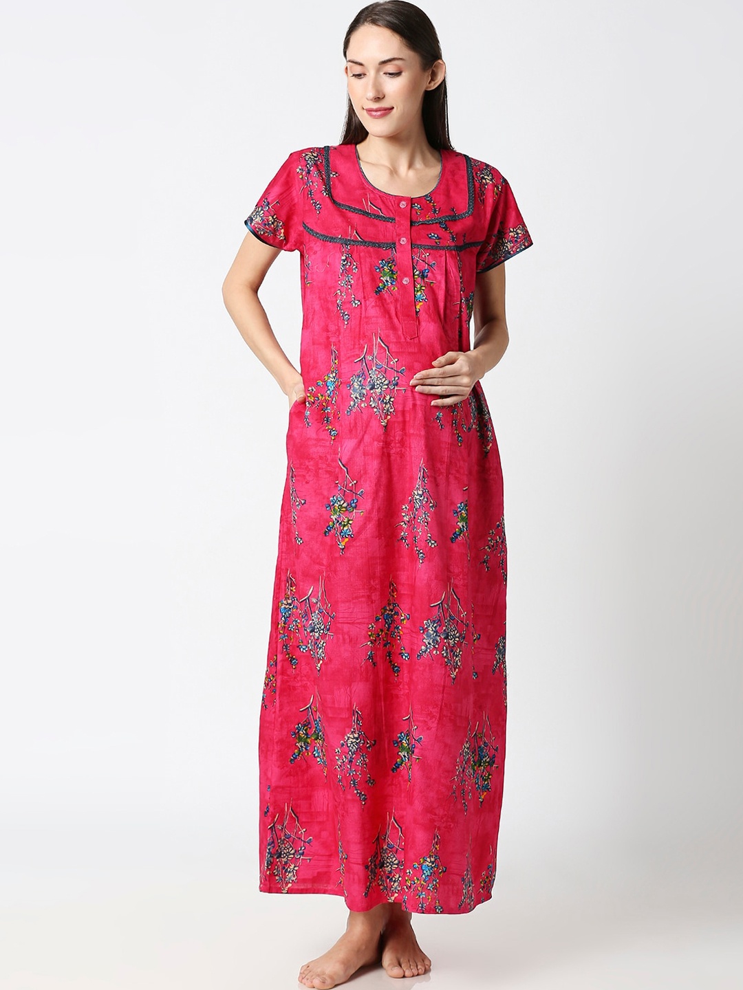 

AV2 Pink & Blue Printed Maternity Nightdress