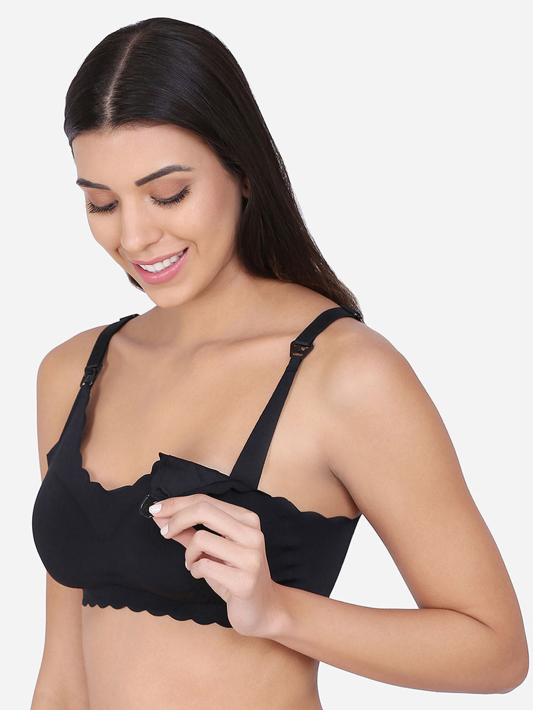 

MAMMA PRESTO Black Solid Non-Wired Lightly Padded Maternity Nursing Bra