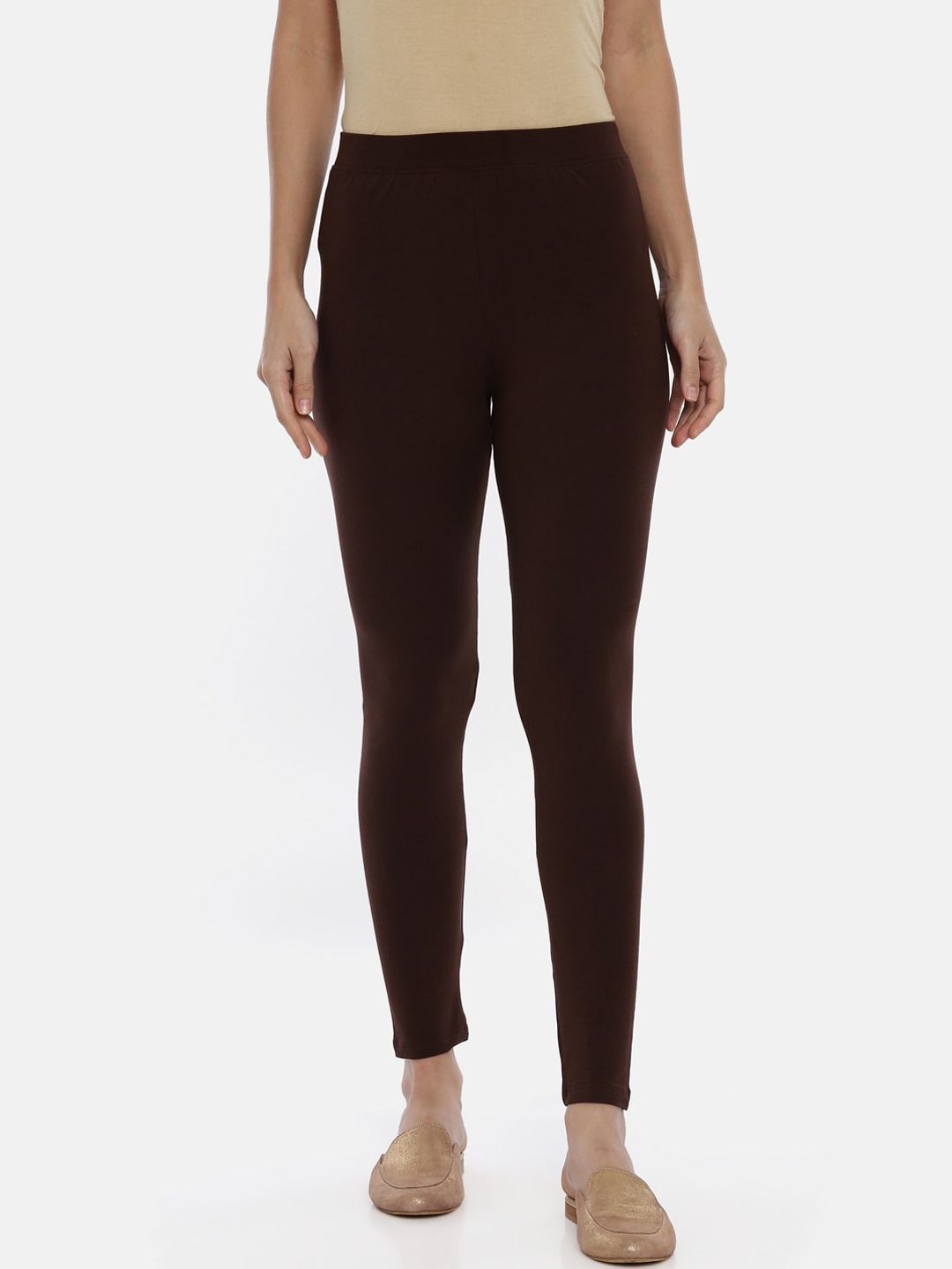 

Huggy Women Coffee Brown Solid Ankle Length Leggings