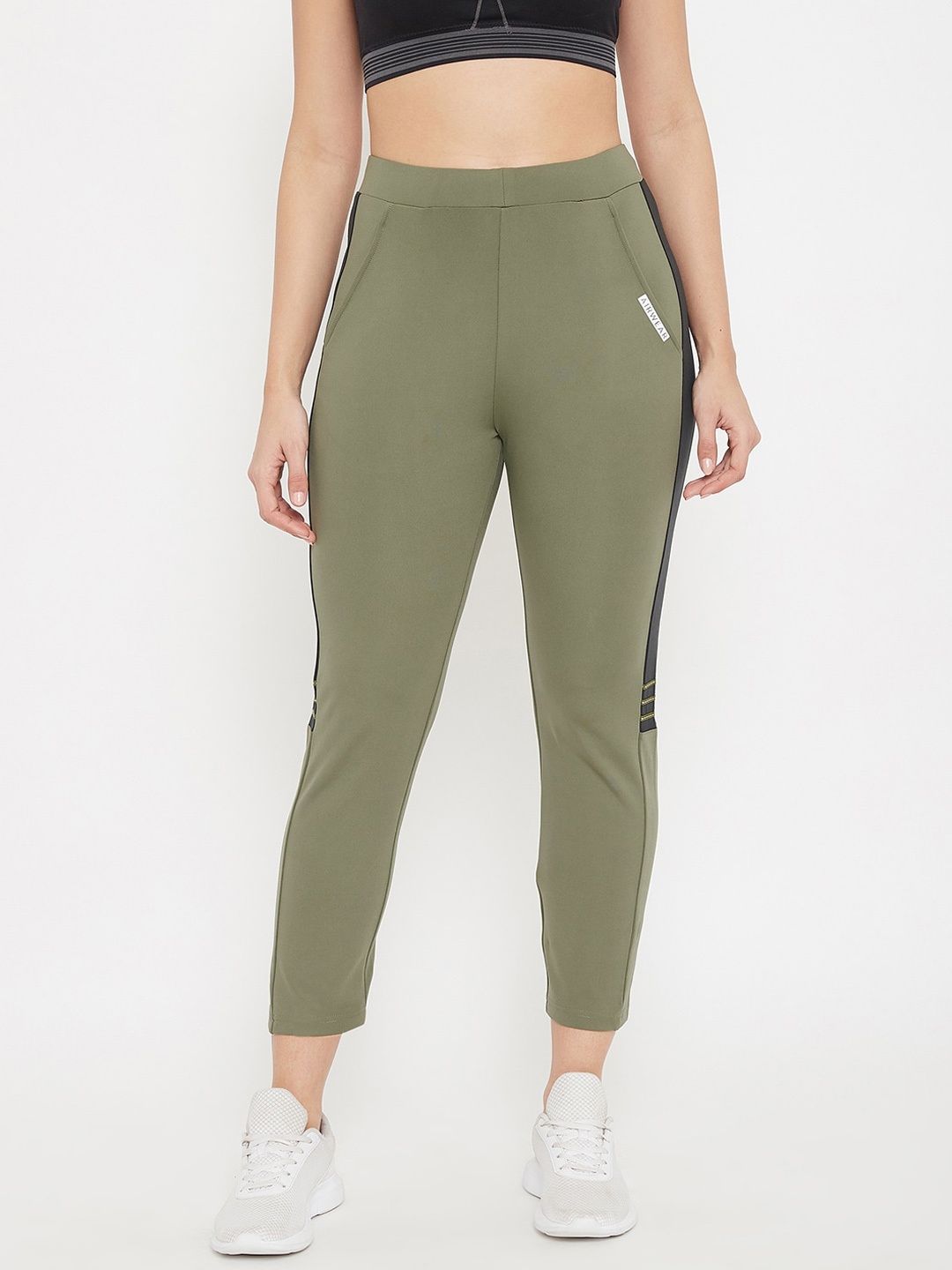 

C9 AIRWEAR Women Olive-Green & Black Fast Dry Active Track Pants