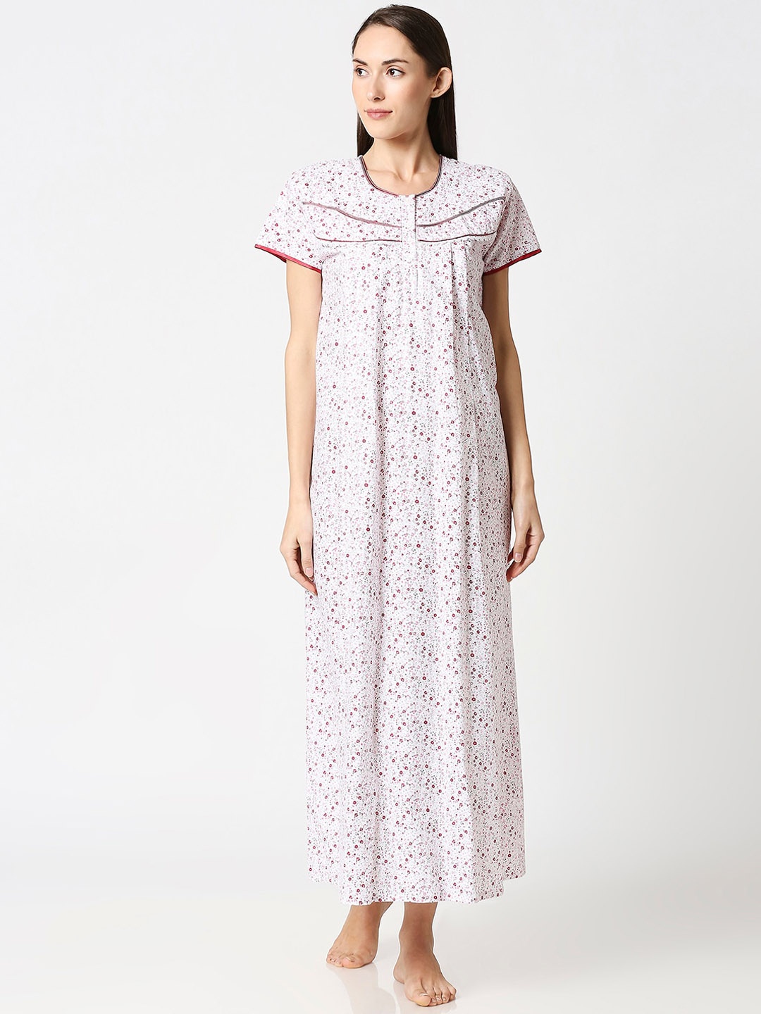 

AV2 White & Pink Printed Nightdress