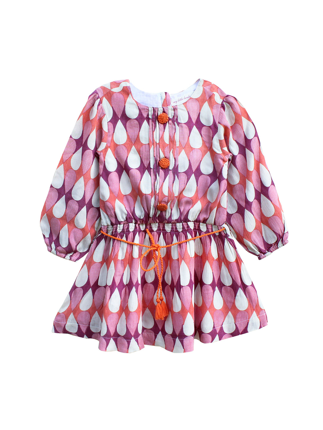 

My Little Lambs Girls Pink & Purple Printed Cotton Fit and Flare Dress