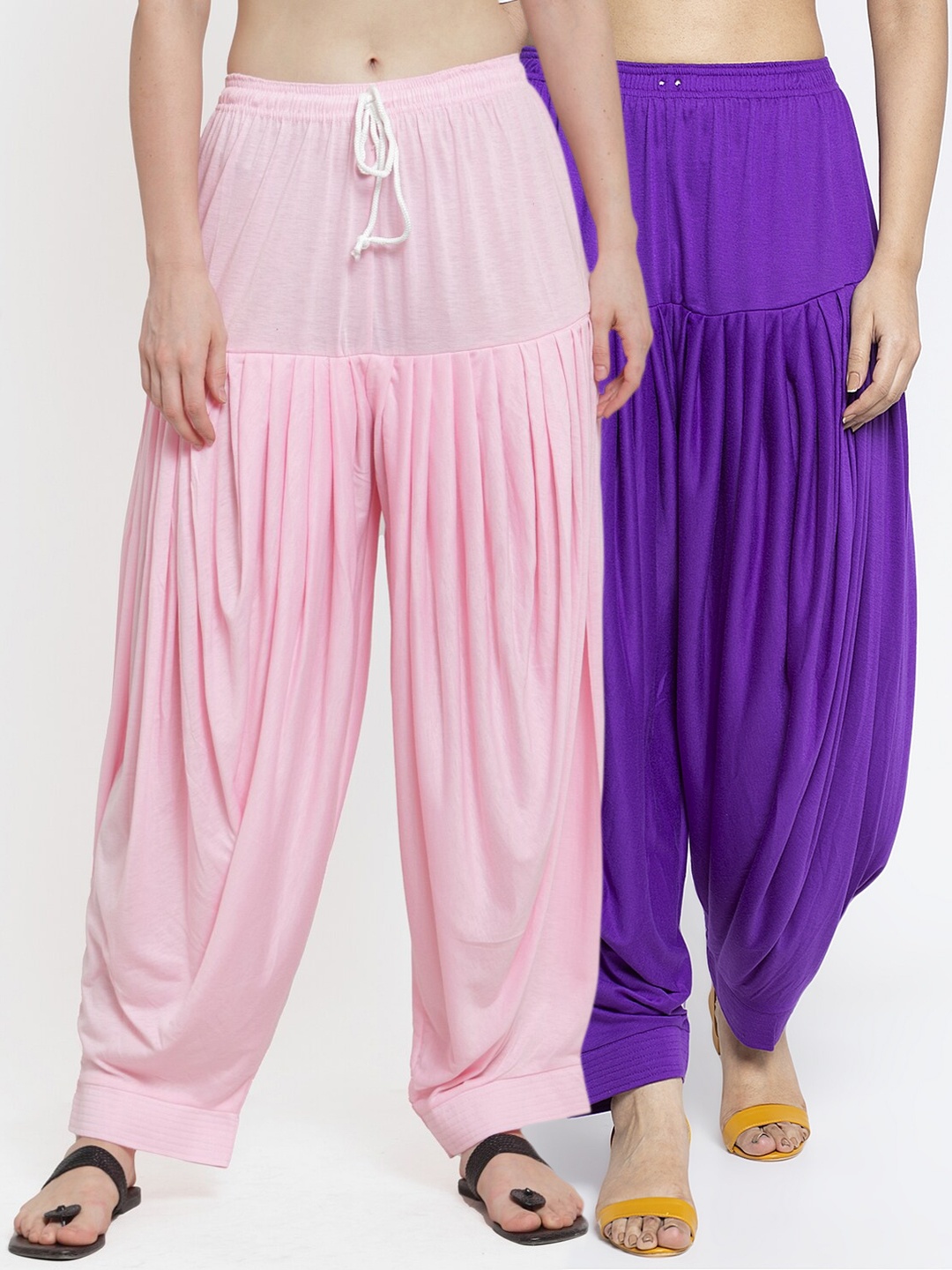 

GRACIT Women Pack Of 2 Solid Loose-Fit Patialas, Pink