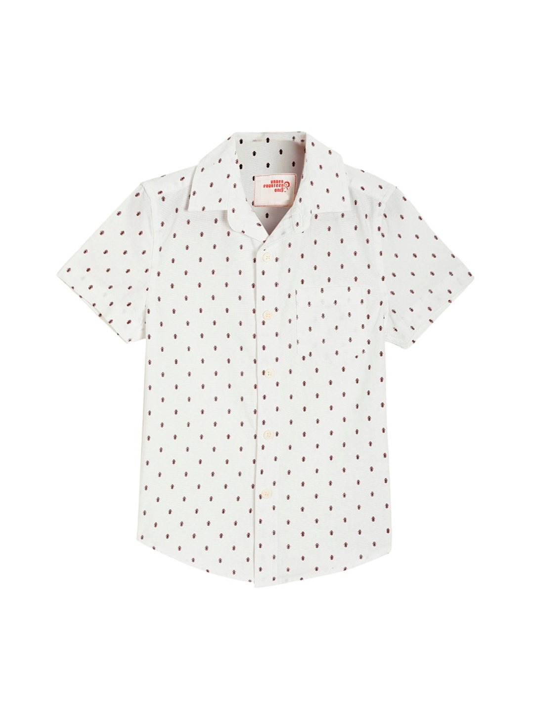 

UNDER FOURTEEN ONLY Boys White Regular Fit Printed Casual Shirt