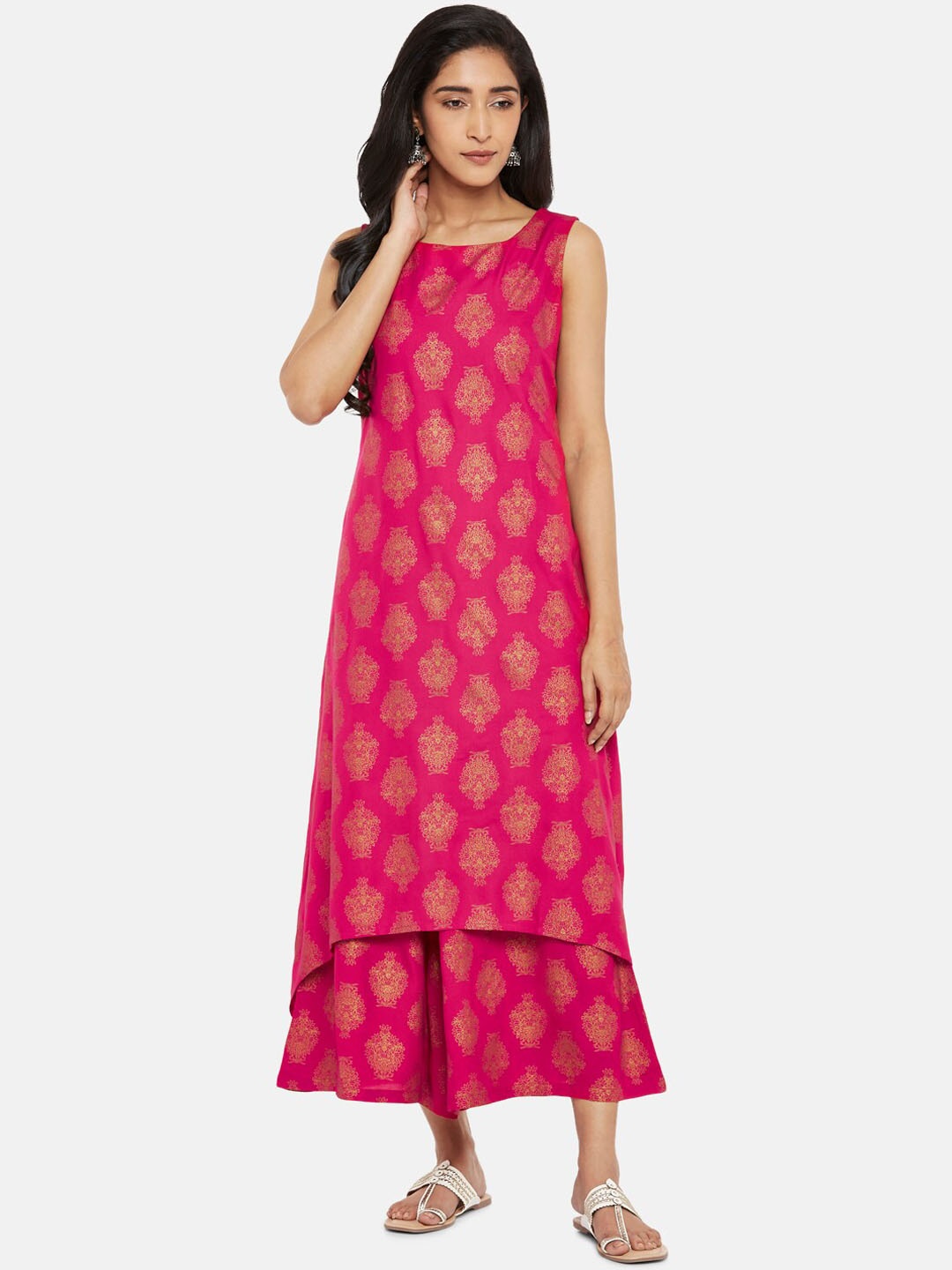 

Rangmanch By Pantaloons Women Fuchsia Pink Ethnic Motifs Printed Kurta