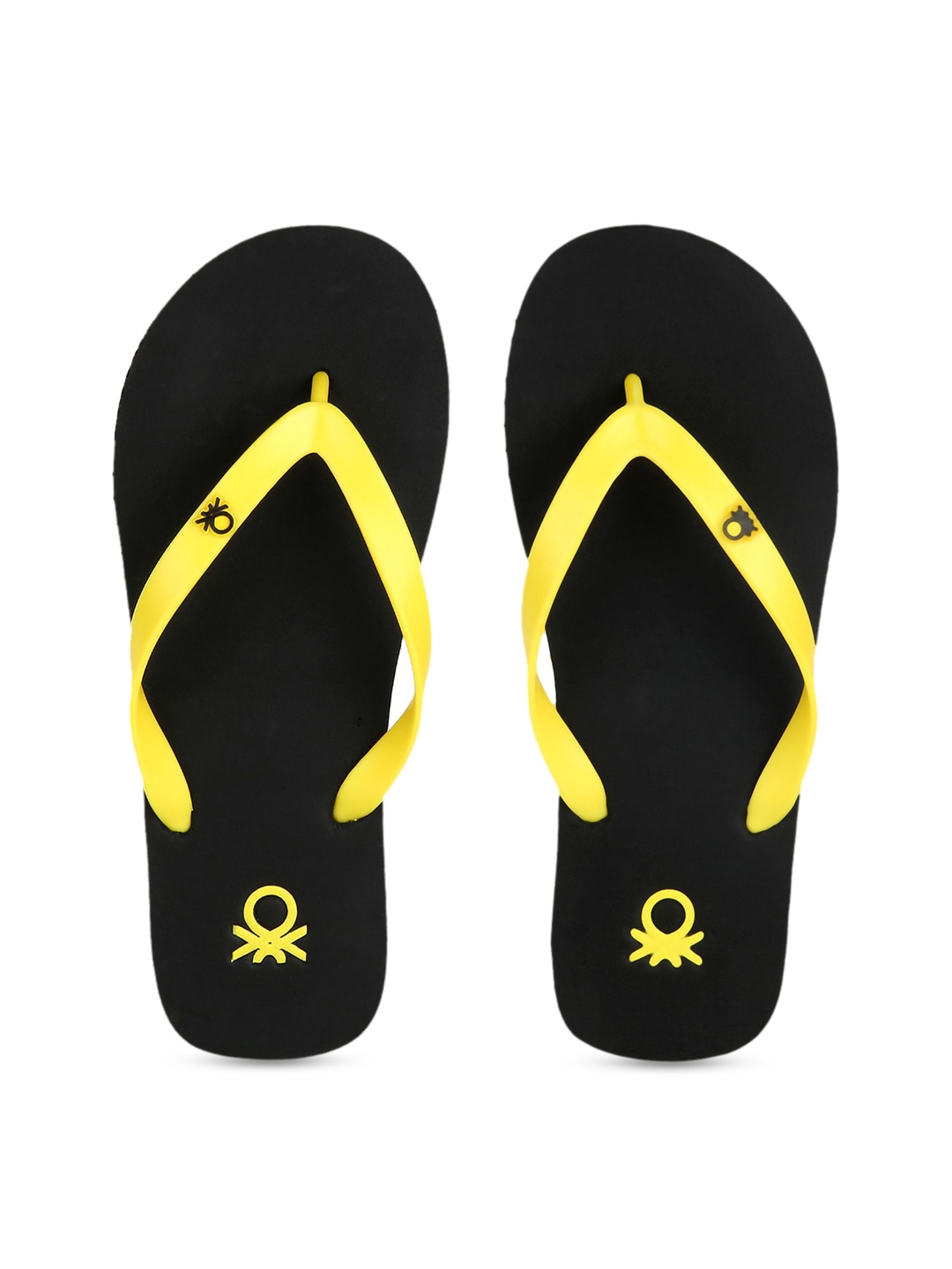

United Colors of Benetton Men Yellow & Black Solid Thong Flip-Flops