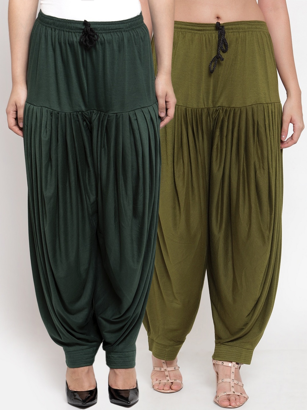 

GRACIT Women Pack Of 2 Solid Patialas, Green