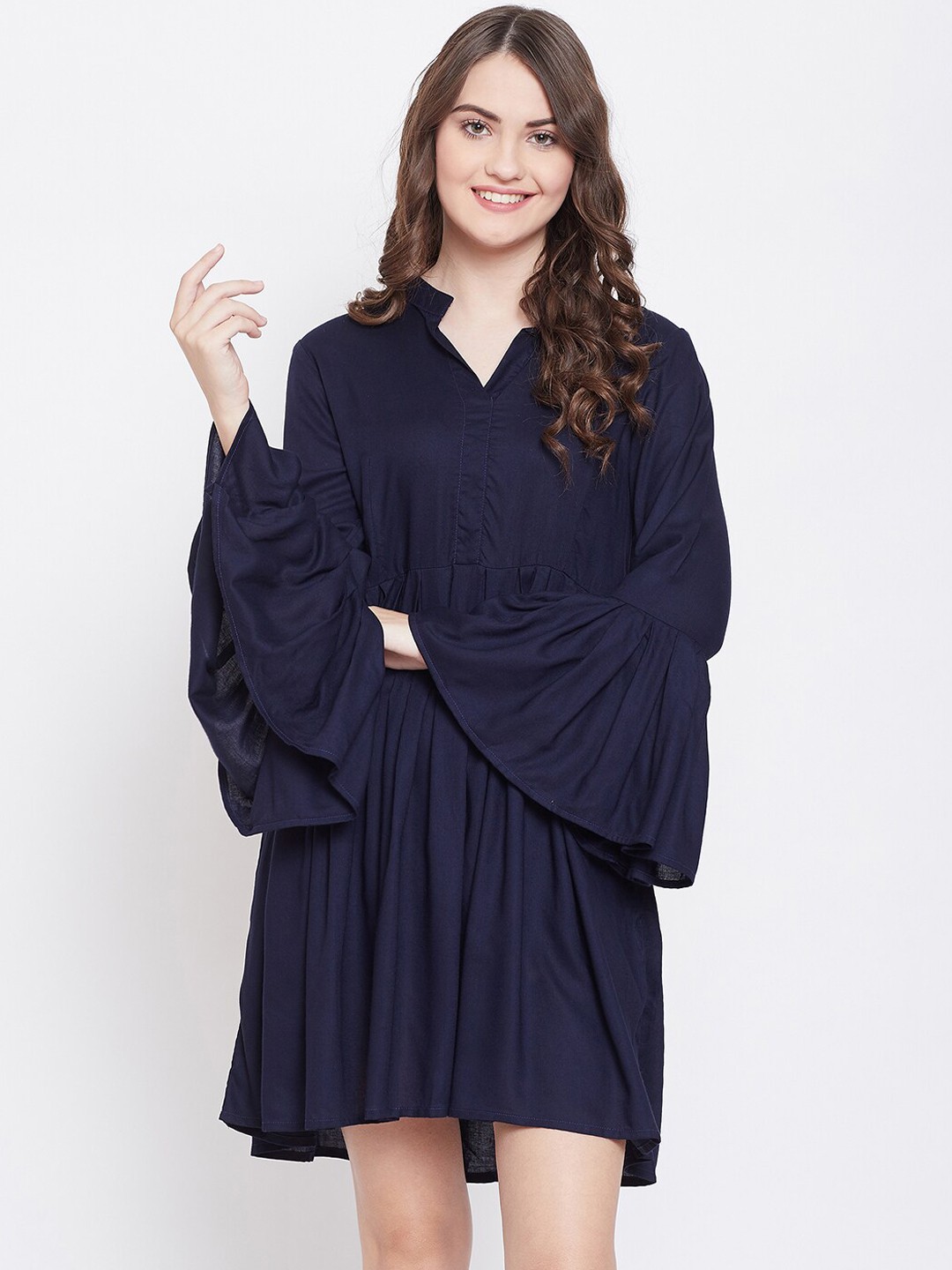 

Castle Women Navy Blue Solid Fit and Flare Dress