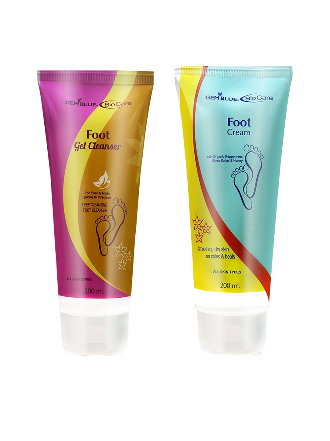 

GEMBLUE BioCare Pack Of 2 Foot Gel Cleanser & Cream 400ml, Purple
