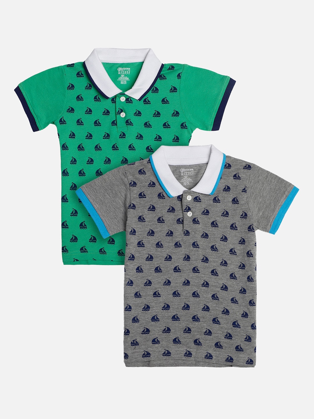 

Bodycare First Boys Pack of 2 Multicoloured Printed Polo Collar T-shirt, Multi