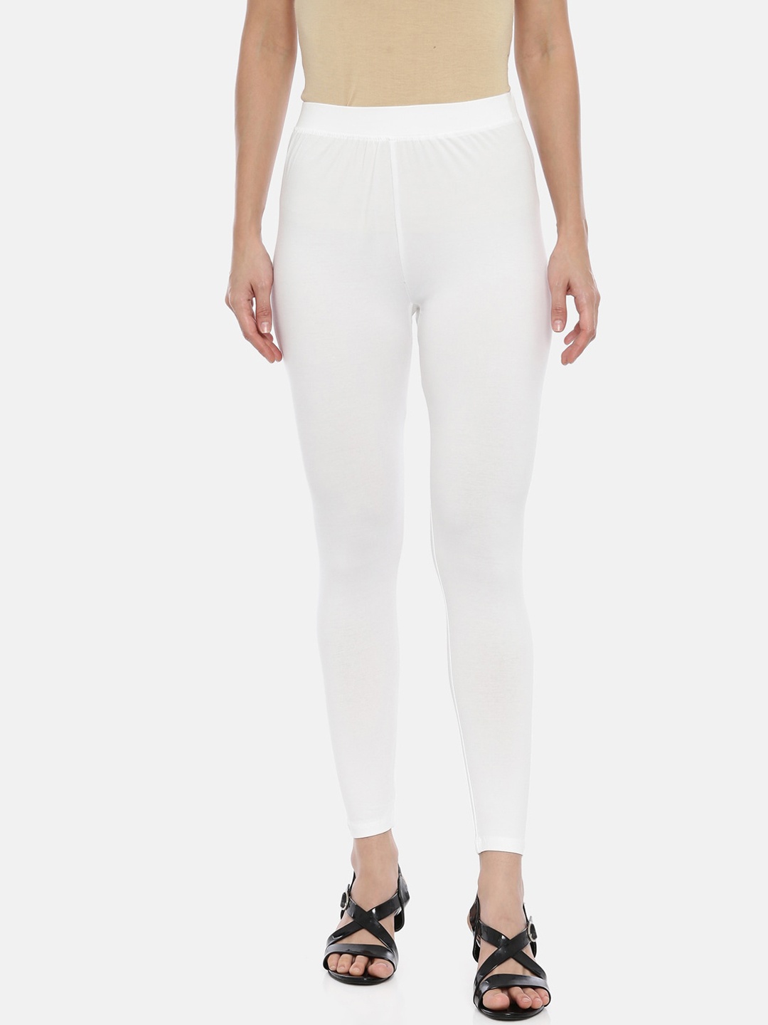

Huggy Women White Solid Ankle-Length Leggings