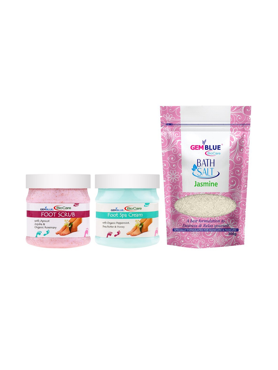 

GEMBLUE BioCare Combo of 3 Foot Scrub & Cream 500 ml, Pink