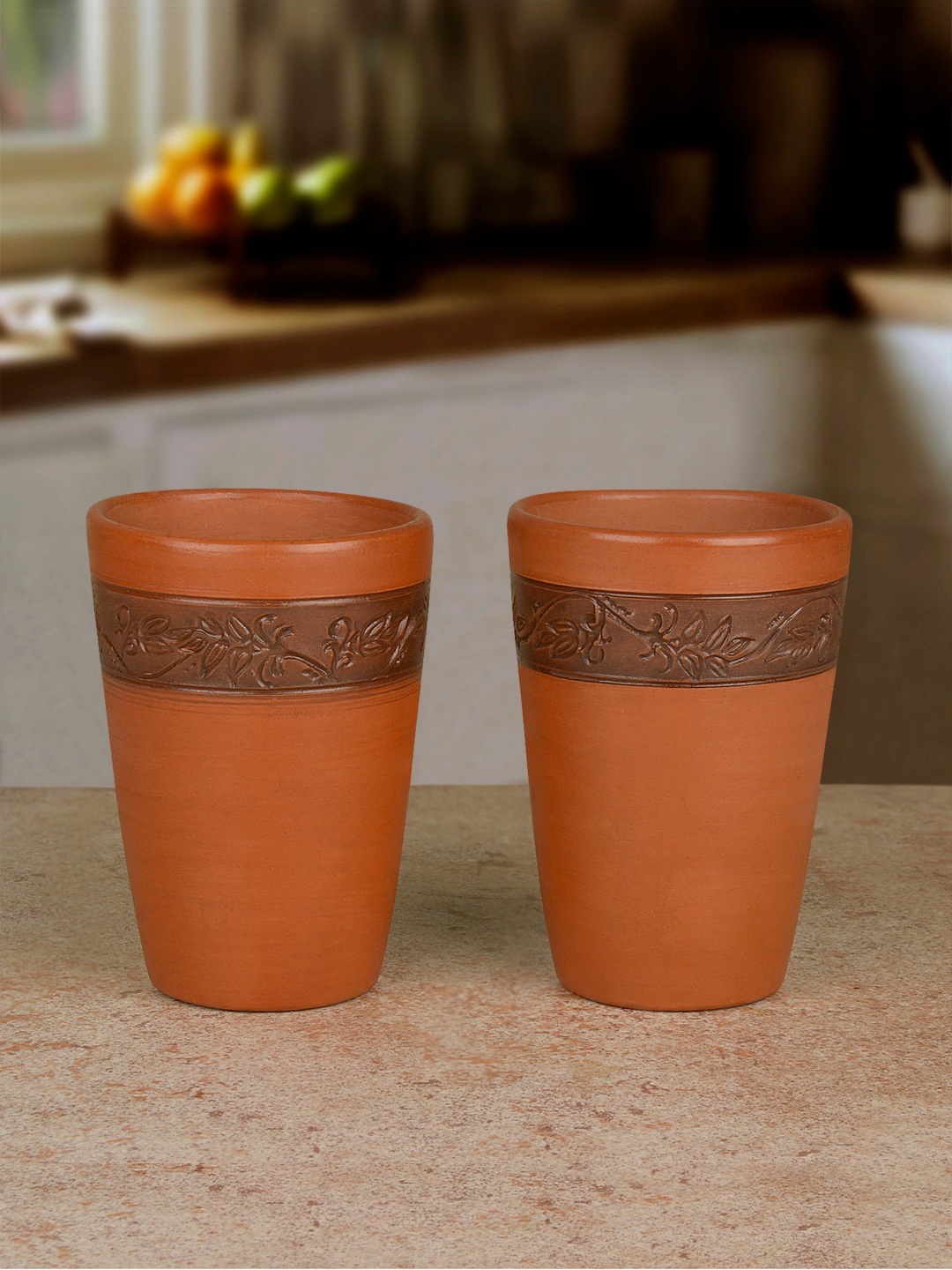 

StyleMyWay Set Of 2 Brown Solid Handcrafted Earthenware Lassi Glasses