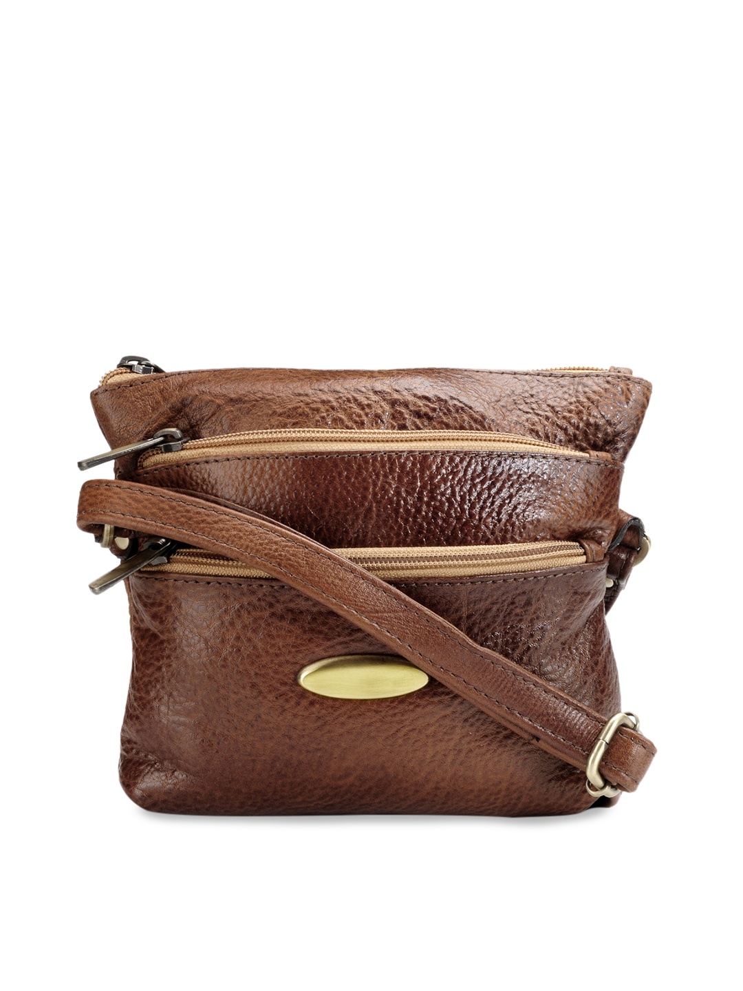 

Teakwood Leathers Unisex Tan Brown Textured Messenger Bag