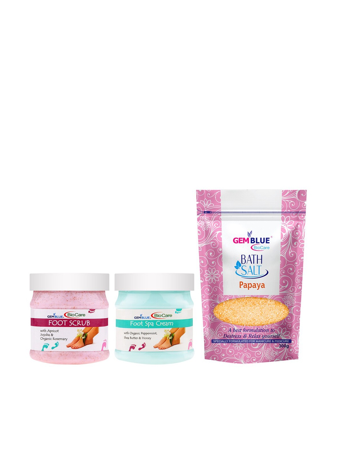 

GEMBLUE BioCare Combo of 3 Foot Scrub & Cream 500 ml, Pink