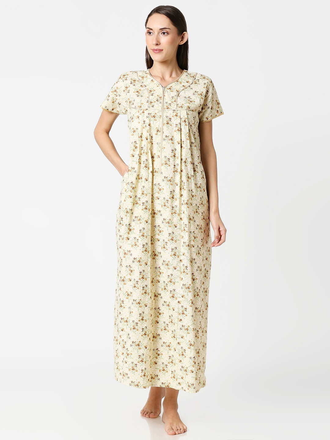 

AV2 Beige & Brown Printed Nightdress