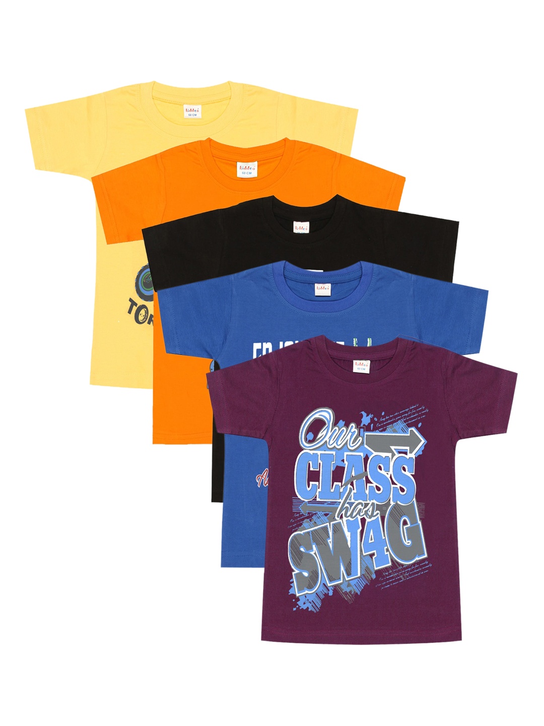 

Kiddeo Boys Pack Of 5 Printed Round Neck T-shirt, Multi