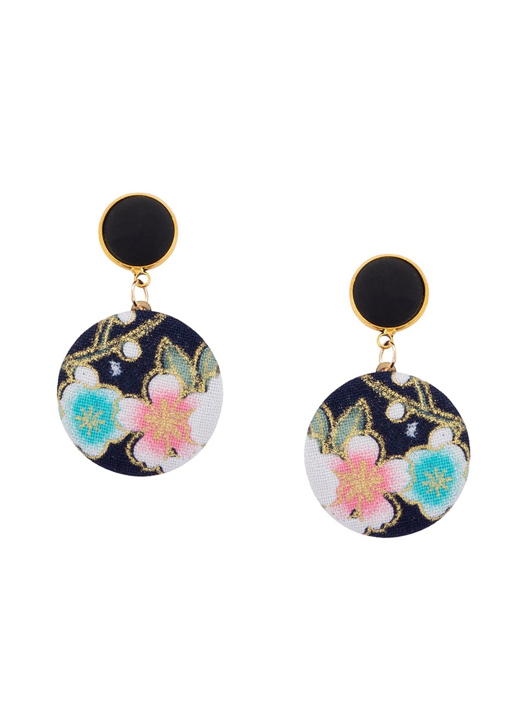 

Globus Navy Blue & Gold-Toned Handcrafted Contemporary Drop Earrings