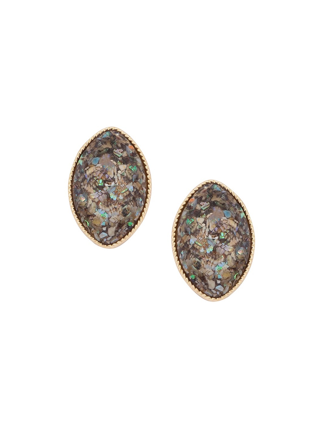 

Globus Gold-Toned & Brown Contemporary Studs