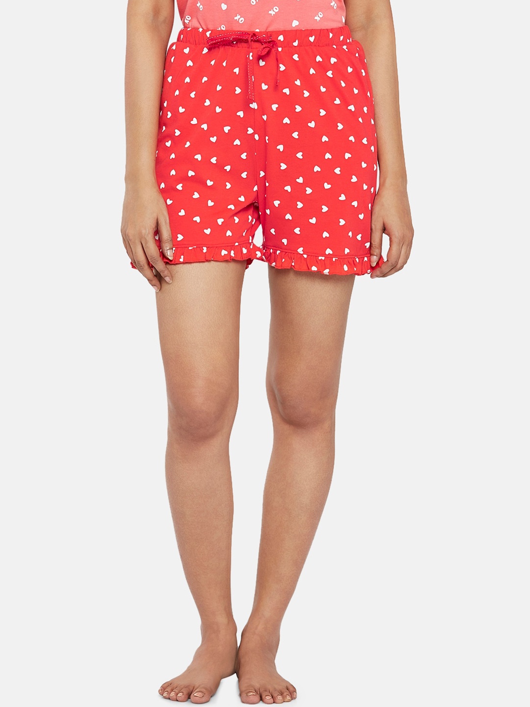 

Dreamz by Pantaloons Women Red Printed Cotton Lounge Shorts