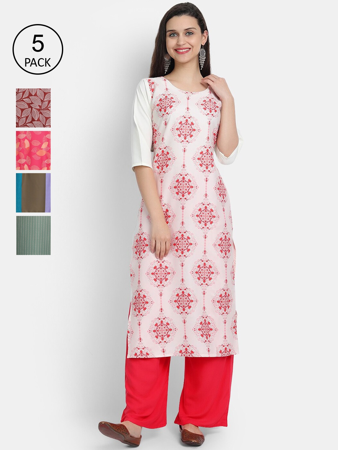 

7Threads Women Multicoloured Ethnic Motifs Printed Crepe Kurta, Multi
