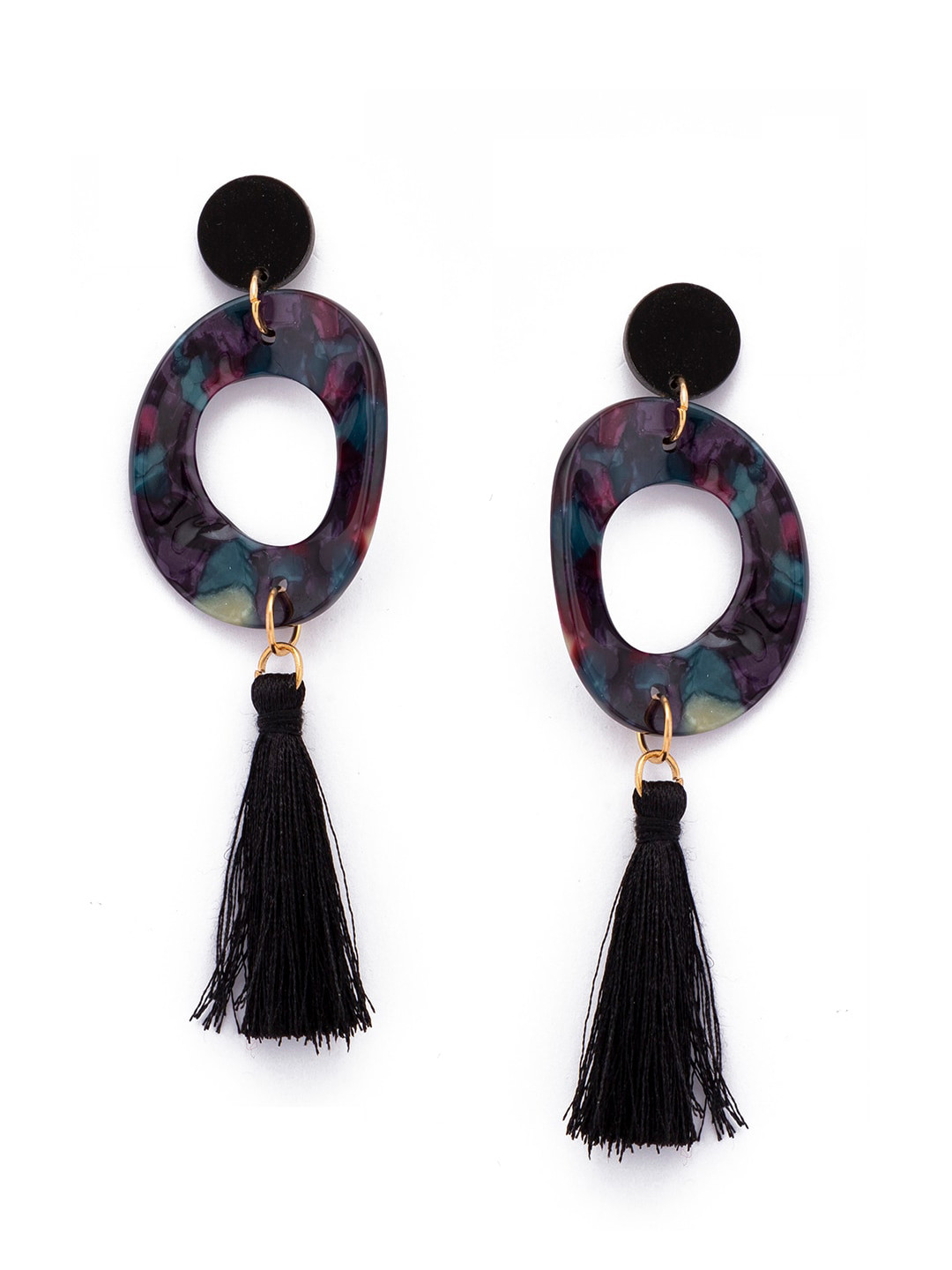 

Globus Black Contemporary Drop Earrings