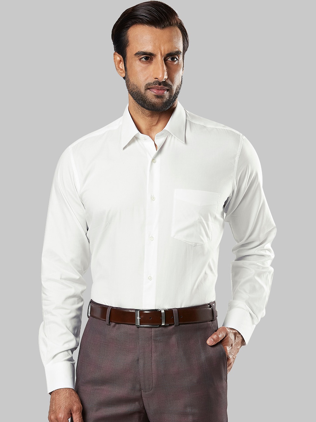 Raymond Men White Regular Fit Solid Formal Shirt